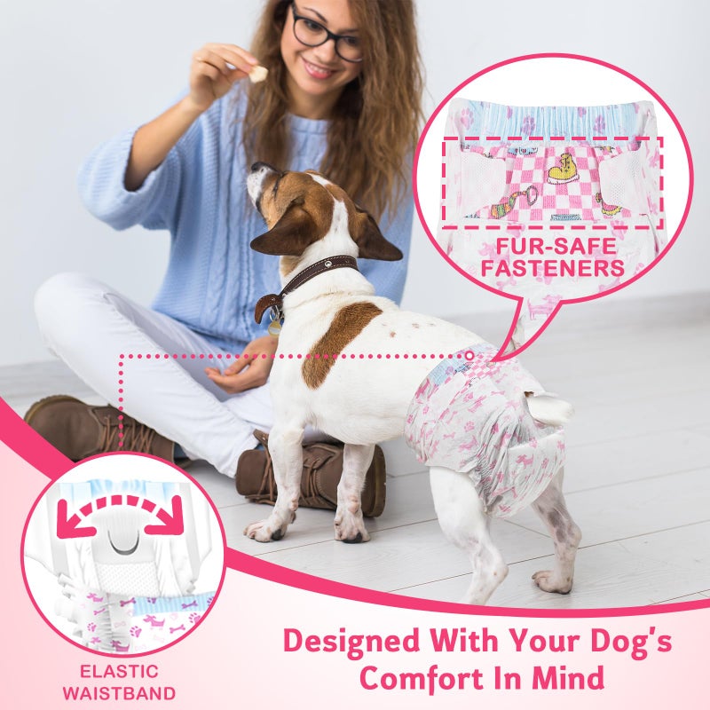 Dono Disposable Doggie Diapers Female Cute Girl Doggy Super Absorbent Soft Heating and Pee Puppy Diapers Female Liners, 28pcs Medium Diapers for Dogs and Cats - Image 5